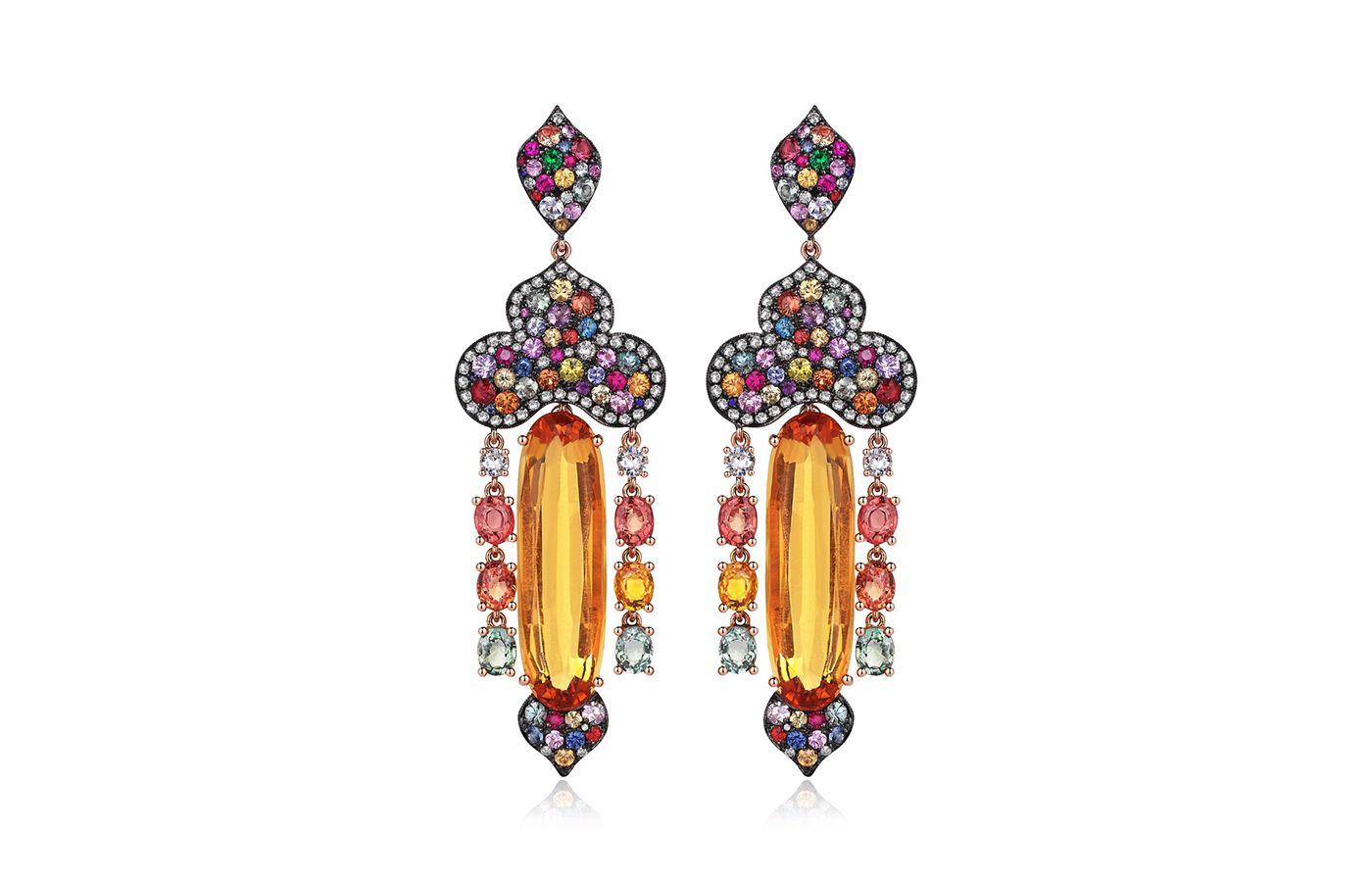 MONAN earrings in gold, sapphire, coloured diamonds and citrine 