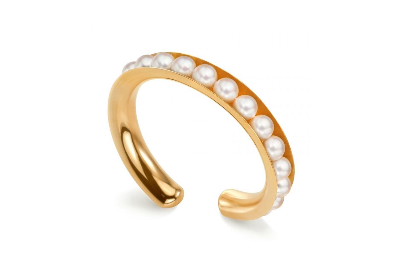 Flex bangle by Sean Gilson for Assael with Akoya pearls in 18k yellow gold 