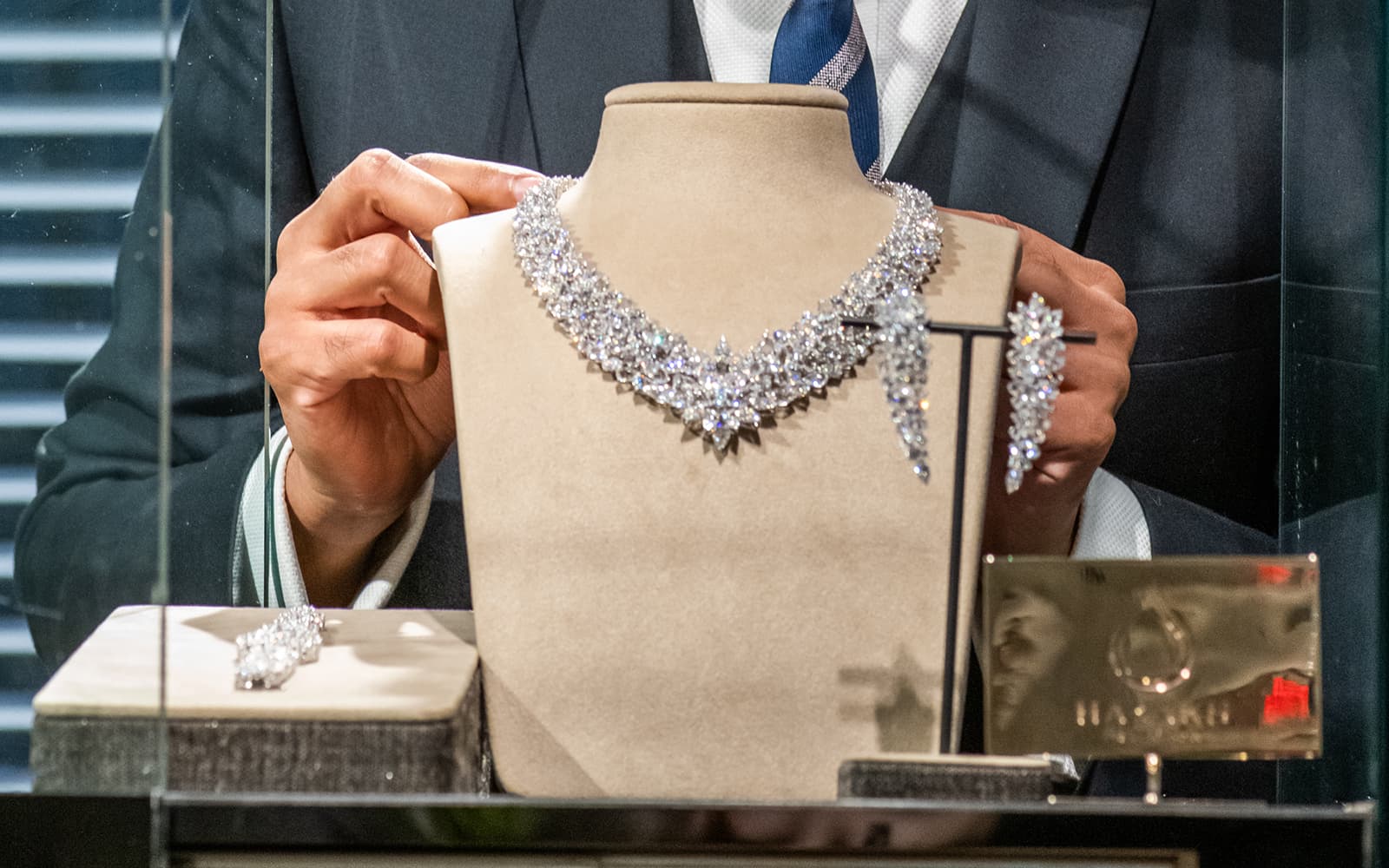 Harakh Mehta with the Bloomingdales 150th Anniversary High Jewellery diamond suite