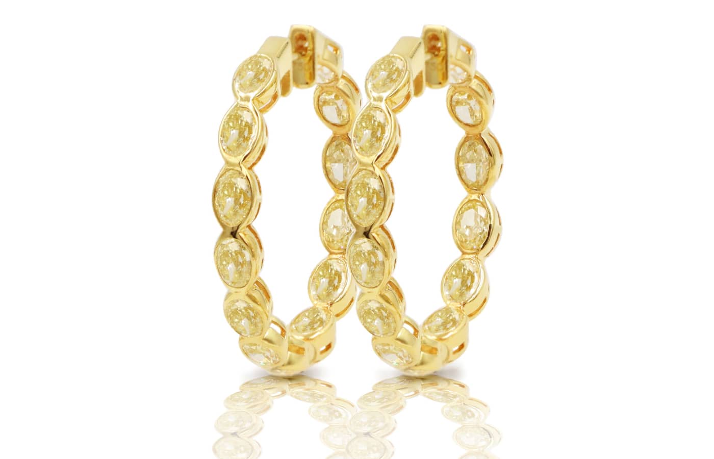 Anan Jewels Yellow Oval Hoop earrings in gold and yellow diamonds