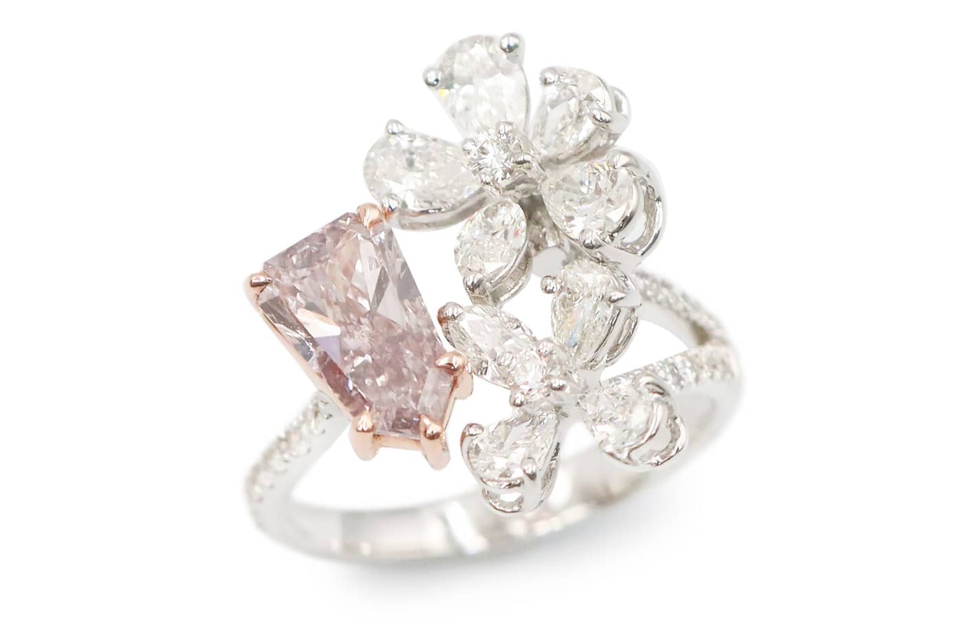 Anan Jewels Fancy cut pink and white diamond ring