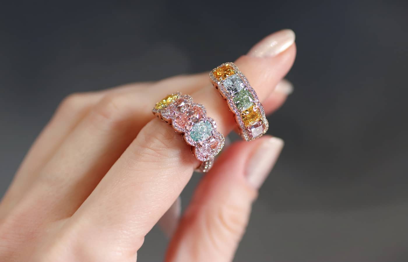 Anan Jewels rings featuring multi-coloured diamonds
