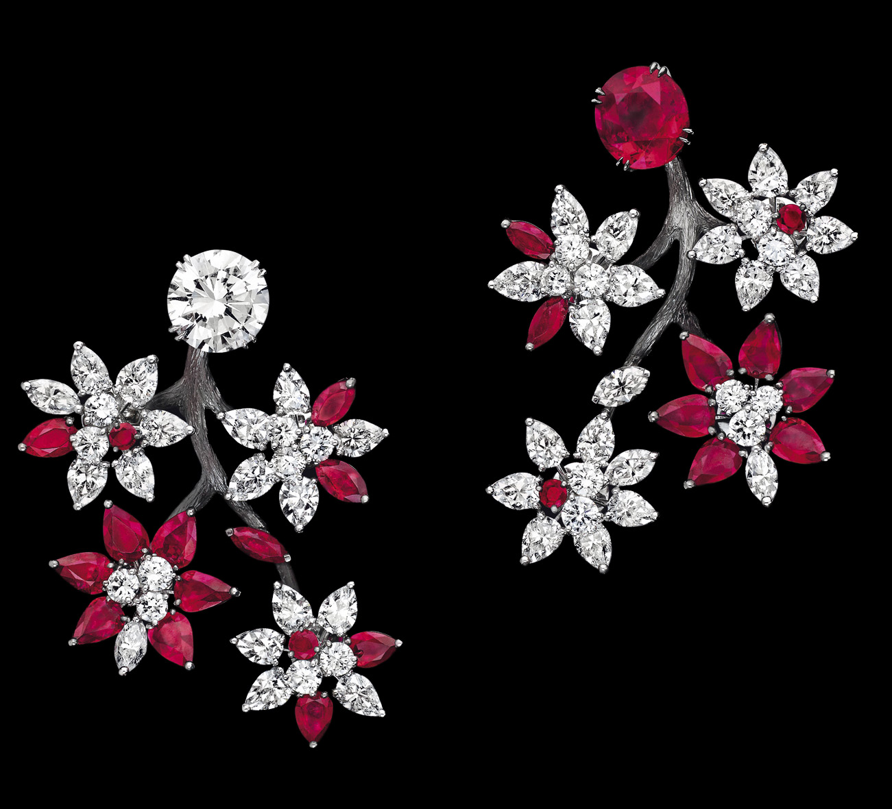 Alexandre Reza Trembleur earrings with rubies and daimonds