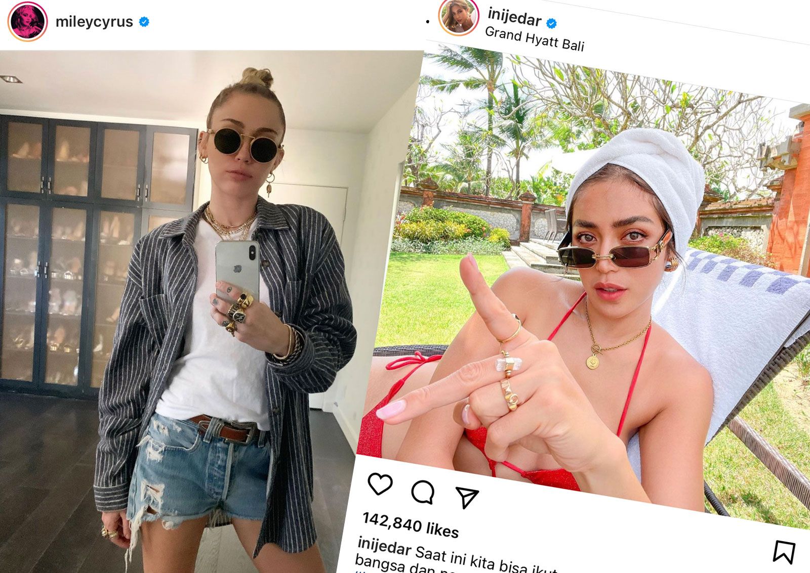 Celebrities like Miley Cyrus and Jessica Iskandar showcasing their personal jewellery collections and styling choices on Instagram
