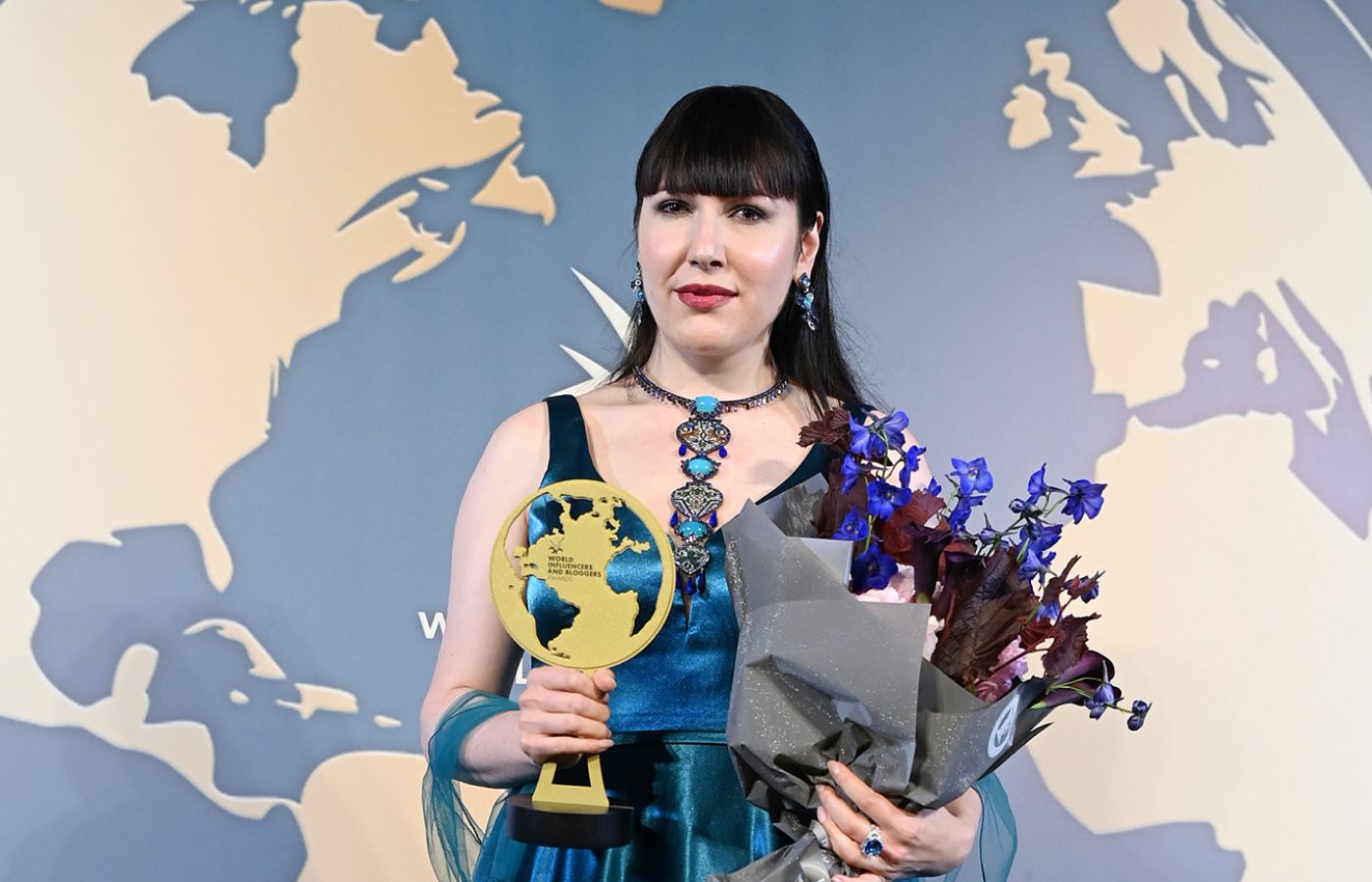Myself receiving the WIBA Jewellery Influencer Award during the Cannes Film Festival 2021