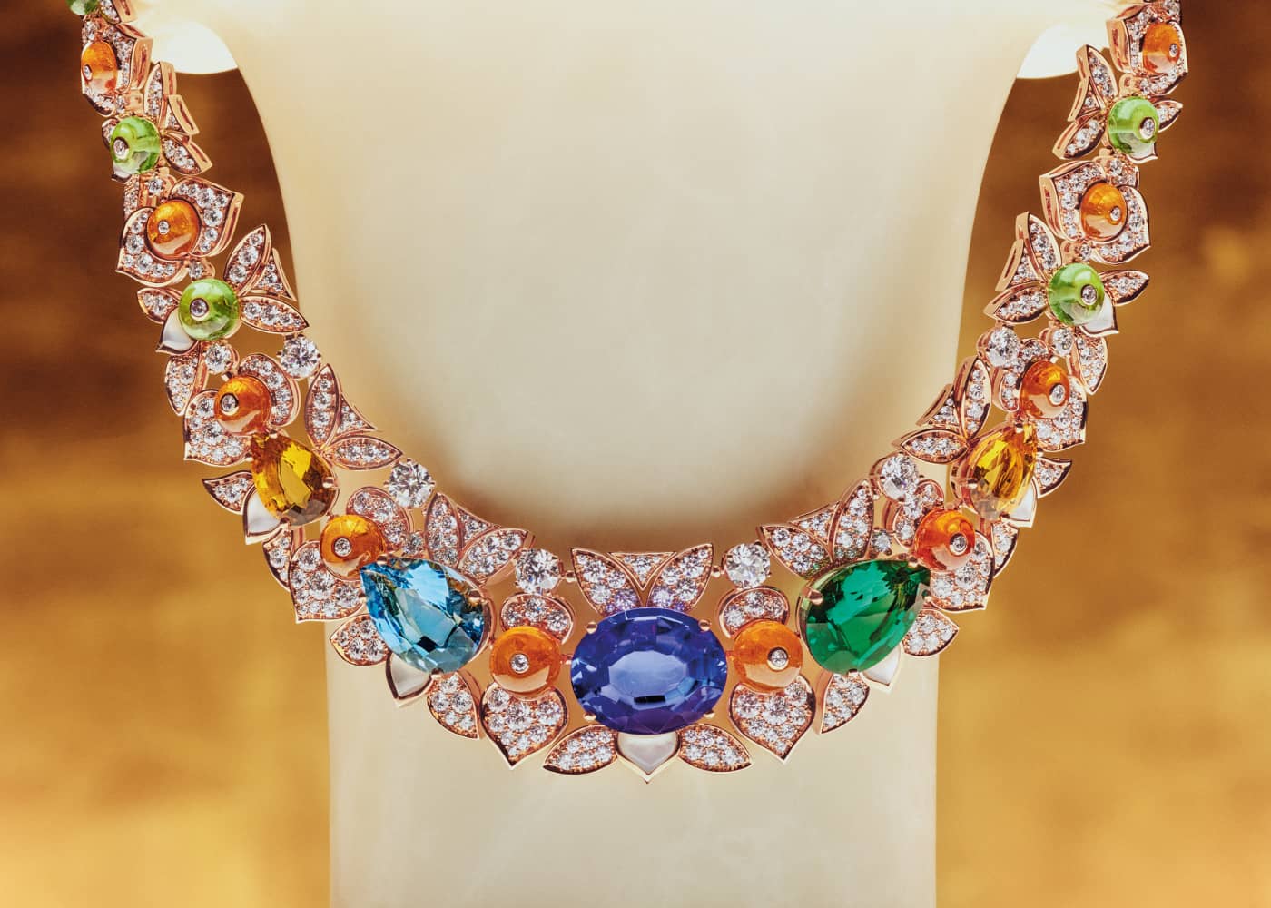 Roman Splendor multi-coloured gemstone necklace from the Bulgari Mediterranea High Jewellery Collection