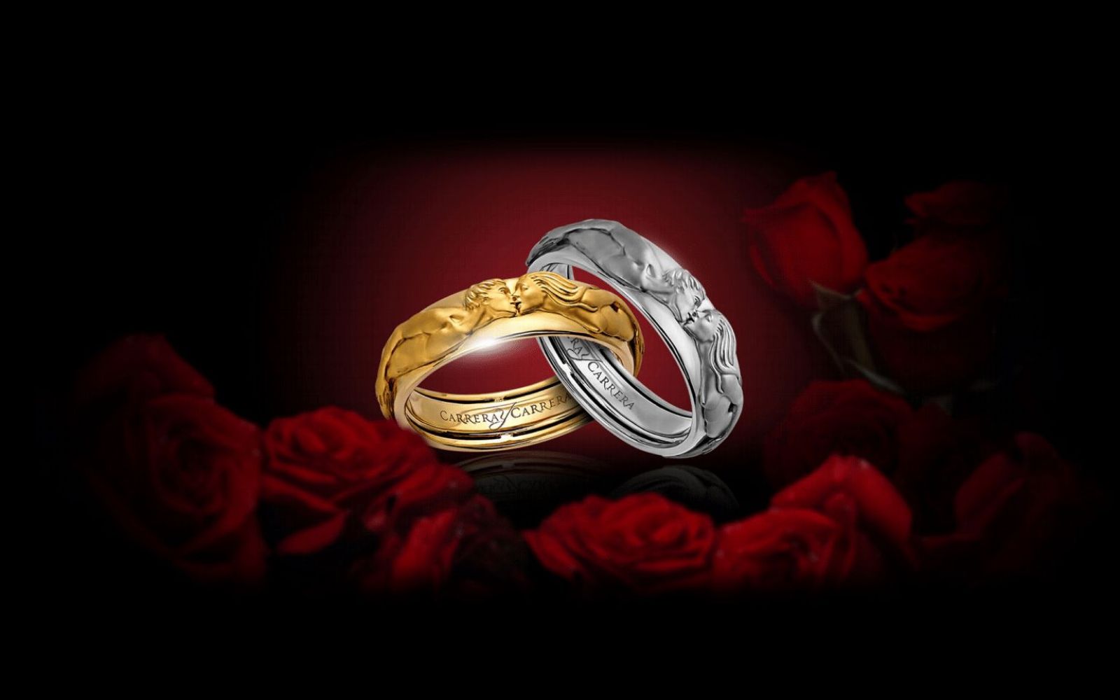 Carrera y Carrera The Kiss rings in 18k yellow and white gold from the Infinito collection 