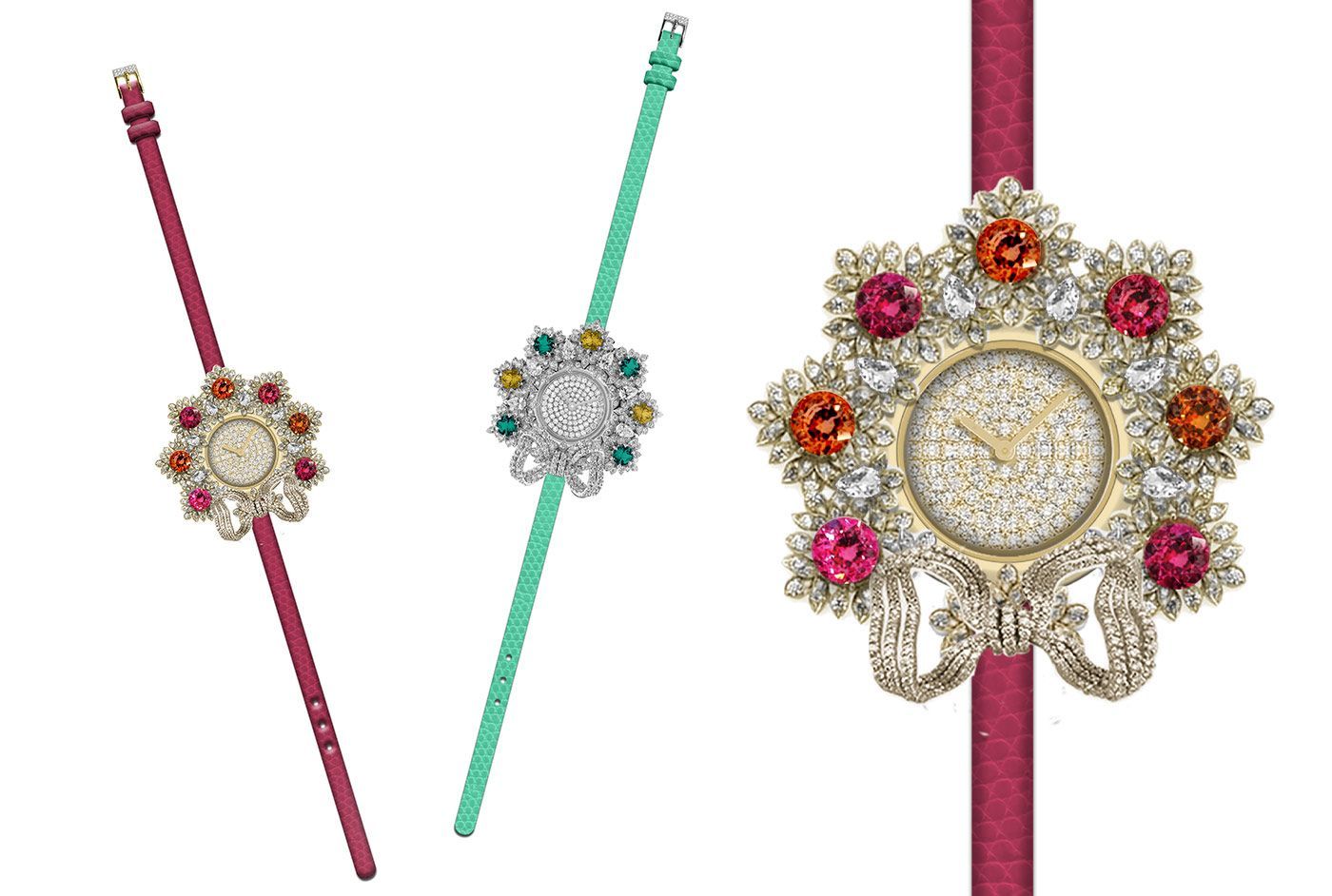 Gucci Allegoria High Jewellery watches in gold, white gold, multicoloured gemstones and diamonds 