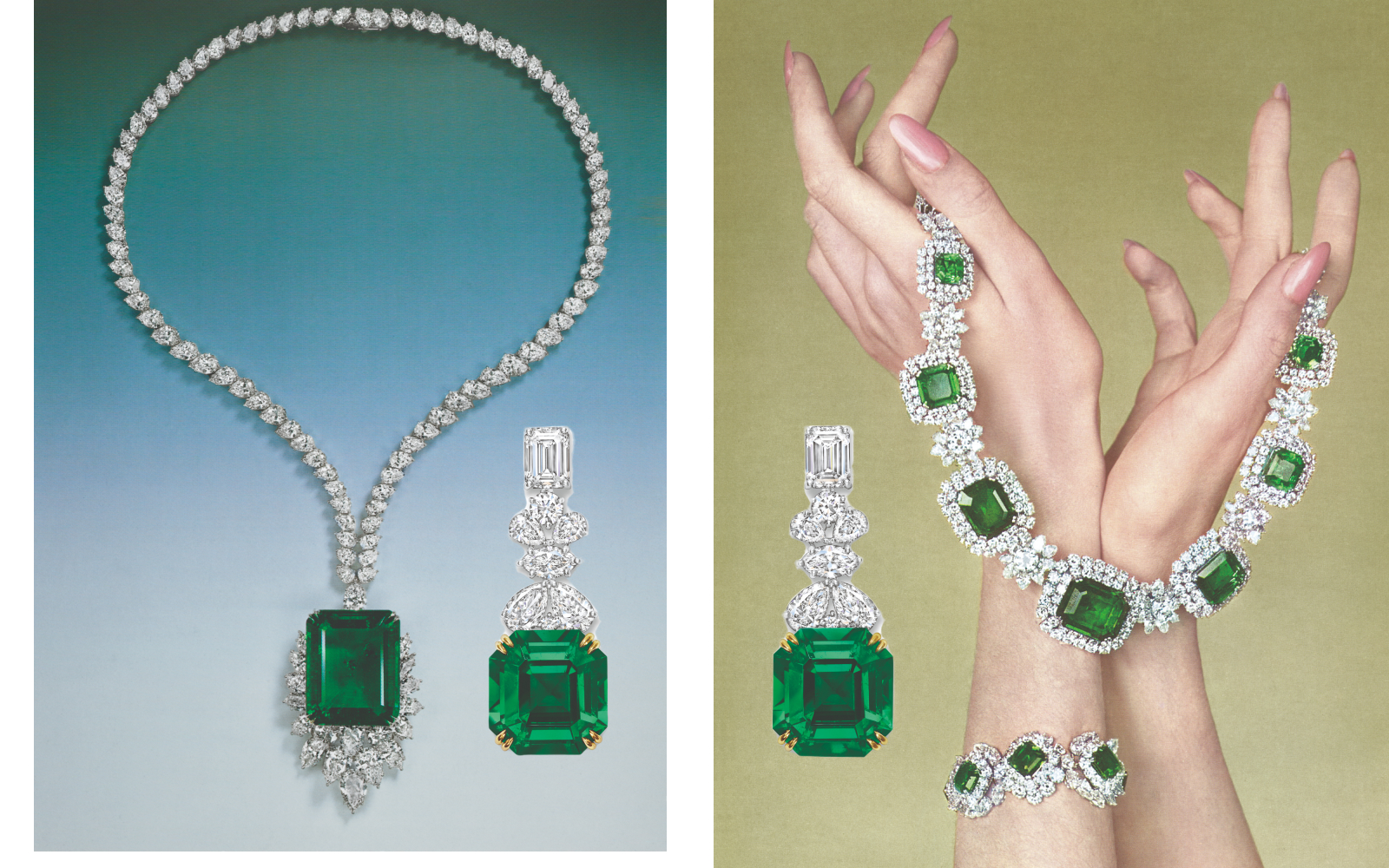  Harry Winston The Court Emerald earrings in gold, white gold, emerald and diamonds from the Royal Adornments collection were inspired by a necklace belonging to the Maharajah of Nawanagar 