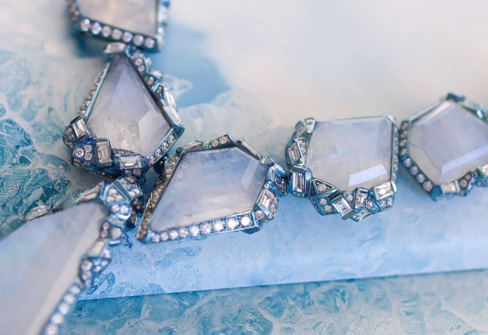 Neha Dani Tazlina Glacial necklace in blue moonstone and diamond