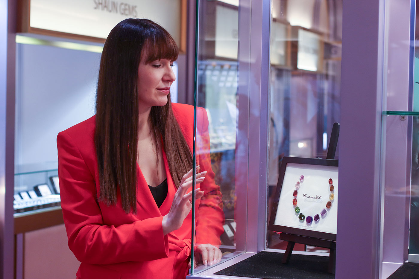 Katerina Perez at Constantin Wild booth at the Hong Kong Gem&Jewellery Show