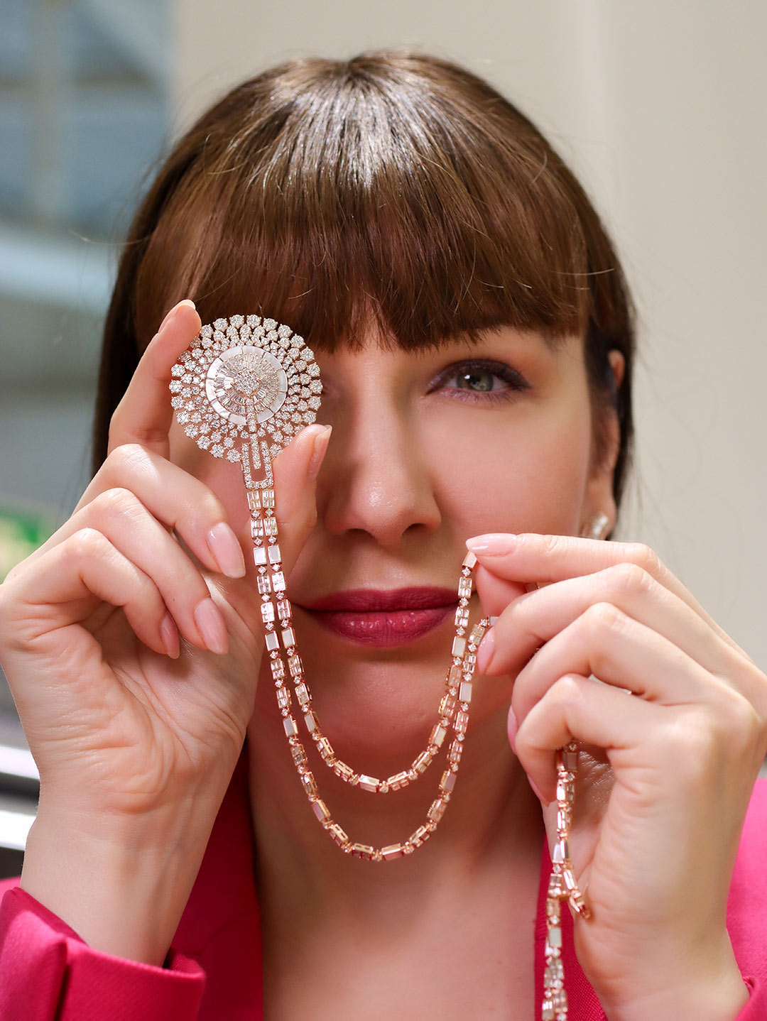 Marquise Jewellery diamond and mother-of-pearl necklace set in rose gold