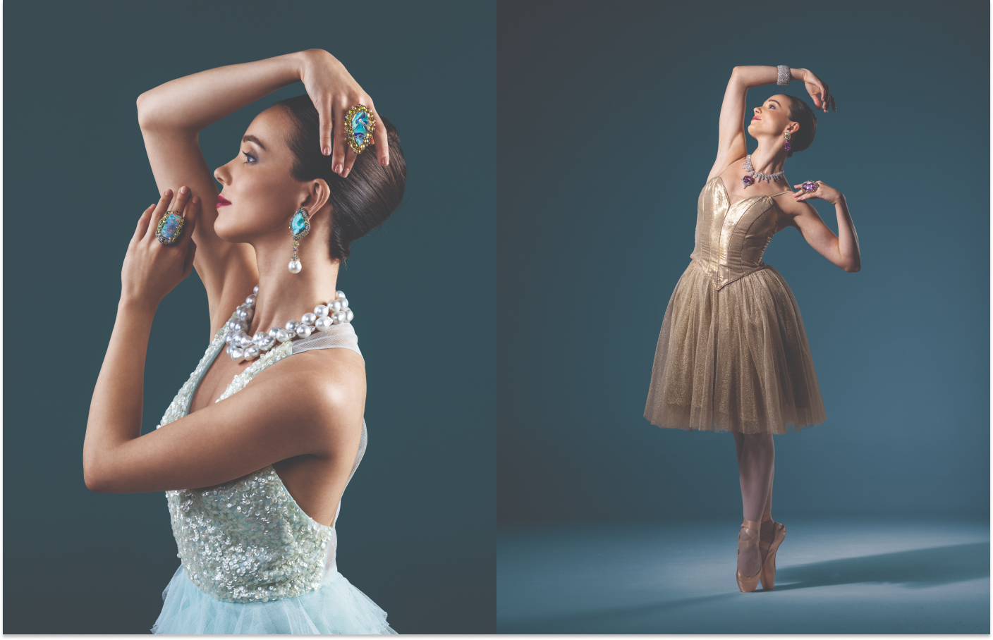 A ballet dancer wears jewellery creations by Margot McKinney