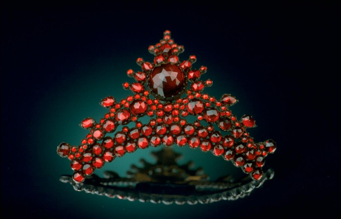 The Antique Pyrope Hair Comb,  set with approximately 100 rose-cut pyrope garnets