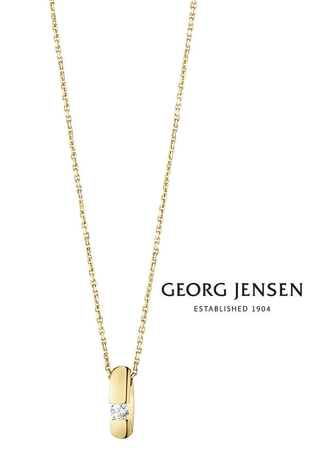 Золотой кулон Georg Jensen Джордж Женсен на цепочке с бриллиантом около 0,23 карата - £2,250