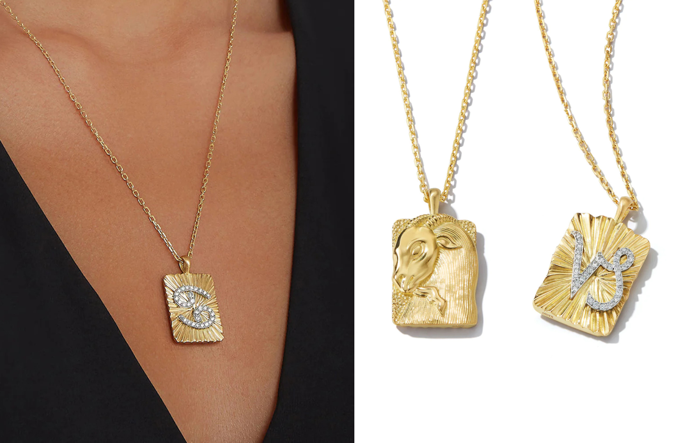 David Webb Zodiac necklaces in gold and diamond