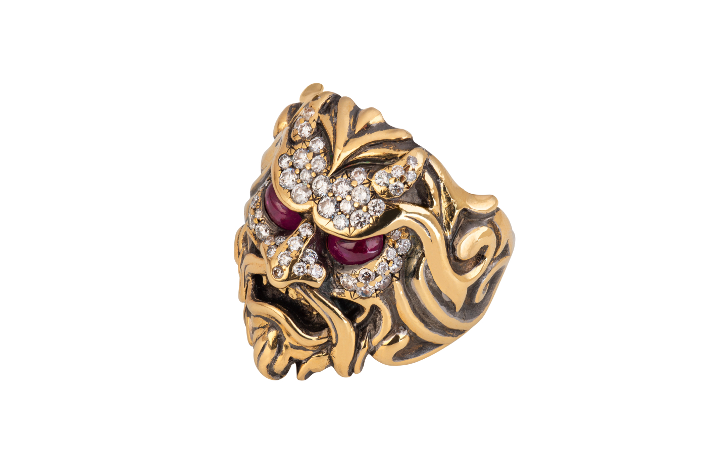 Stephen Webster Kabuki Mask ring in gold, ruby and diamond