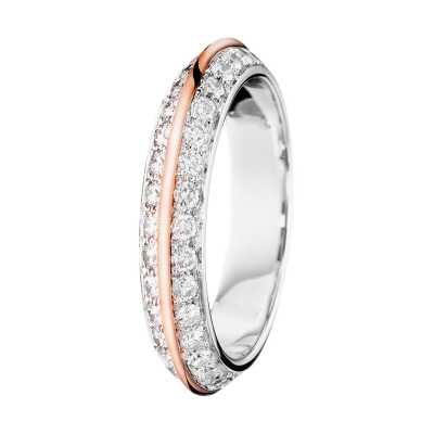 Boucheron Eternelle Grace Band with pave diamonds, white and rose gold