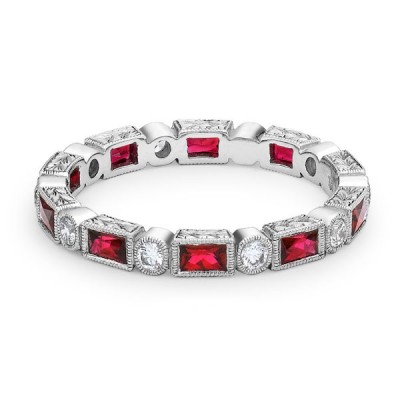 Joule white gold band with ruby and diamonds