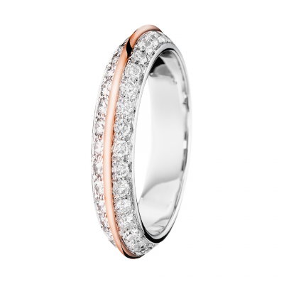 Кольцо Бушерон из коллекции Грейс. Белое и розовое золото с бриллиантами паве