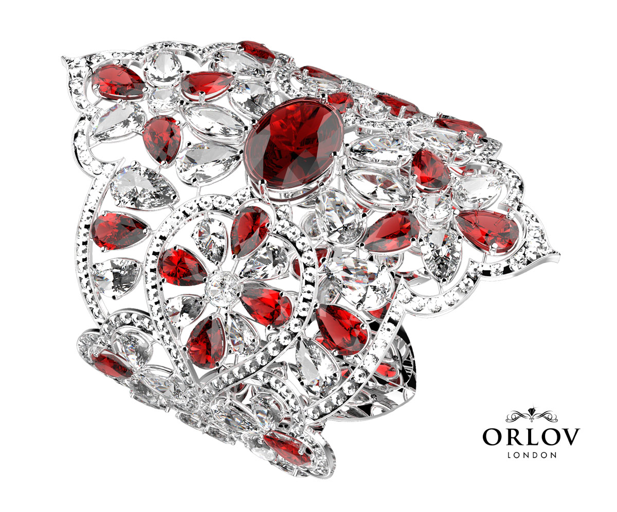 ORLOV Burmese ruby bracelet with a 12ct oval ruby in the centre