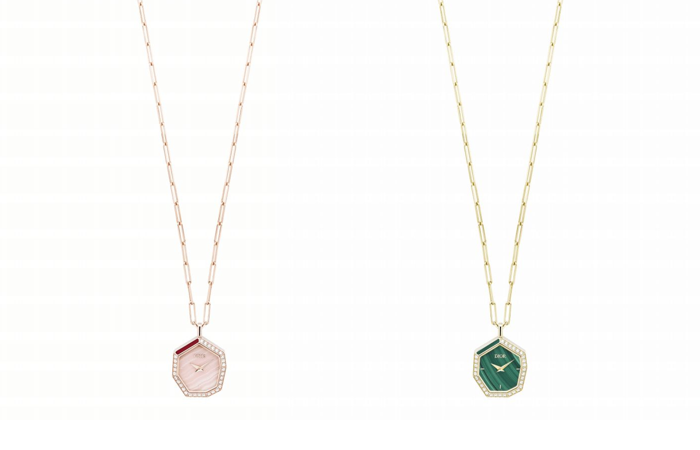 Dior Joaillerie Gem Dior Medallion necklaces in gold, pink gold, aragonite, carnelian, malachite and diamond