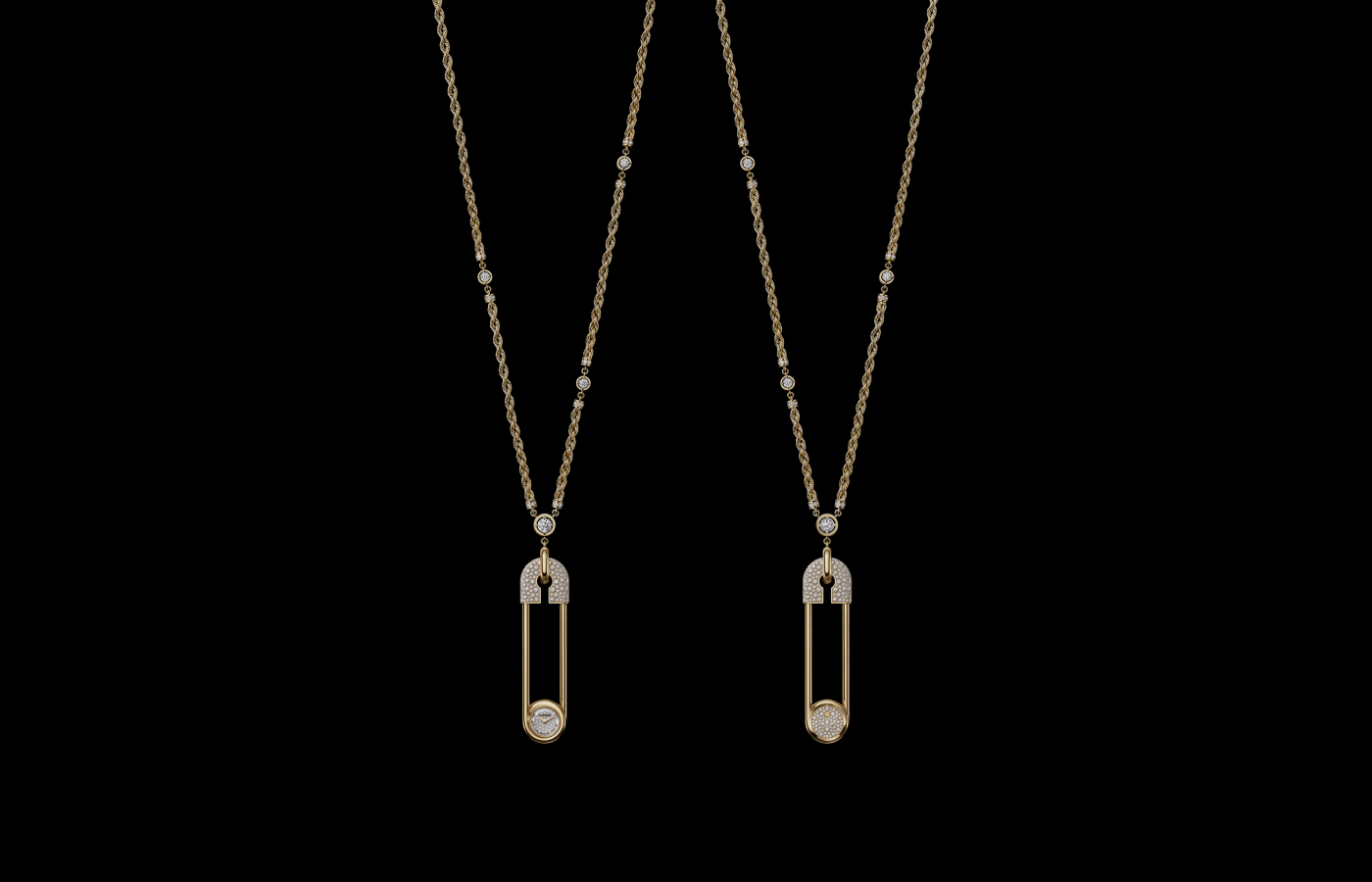 Chanel Safety Pin Long Necklace Couture watch in gold and diamond from the Couture O'Clock capsule collection