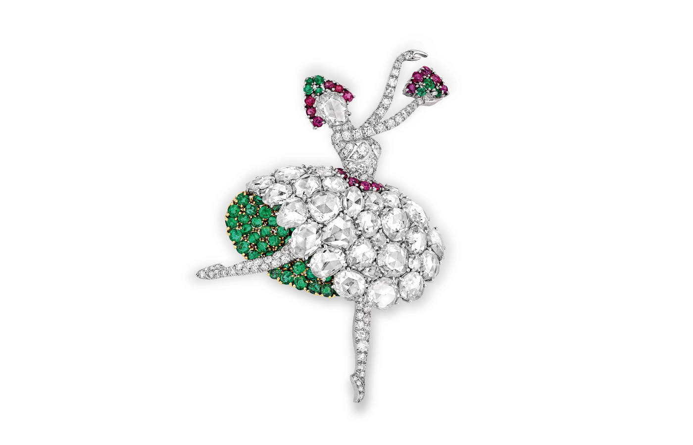 Van Cleef & Arpels Spanish ballerina clip 1941 with rubies, emeralds and diamonds in platinum and gold from the Van Cleef & Arpels Collection