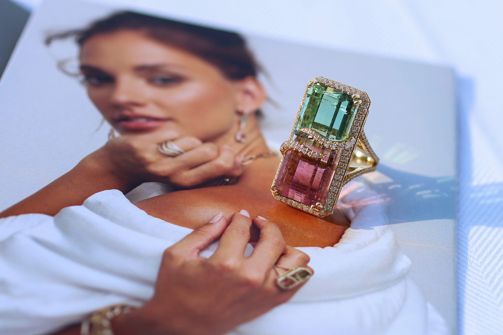 Bicolour tourmalines are an identifying feature of Lisa Nikfarjam’s brand, Lisa Nik Jewelry. She particularly likes working with watermelon tourmalines—stones that transition from pink to green