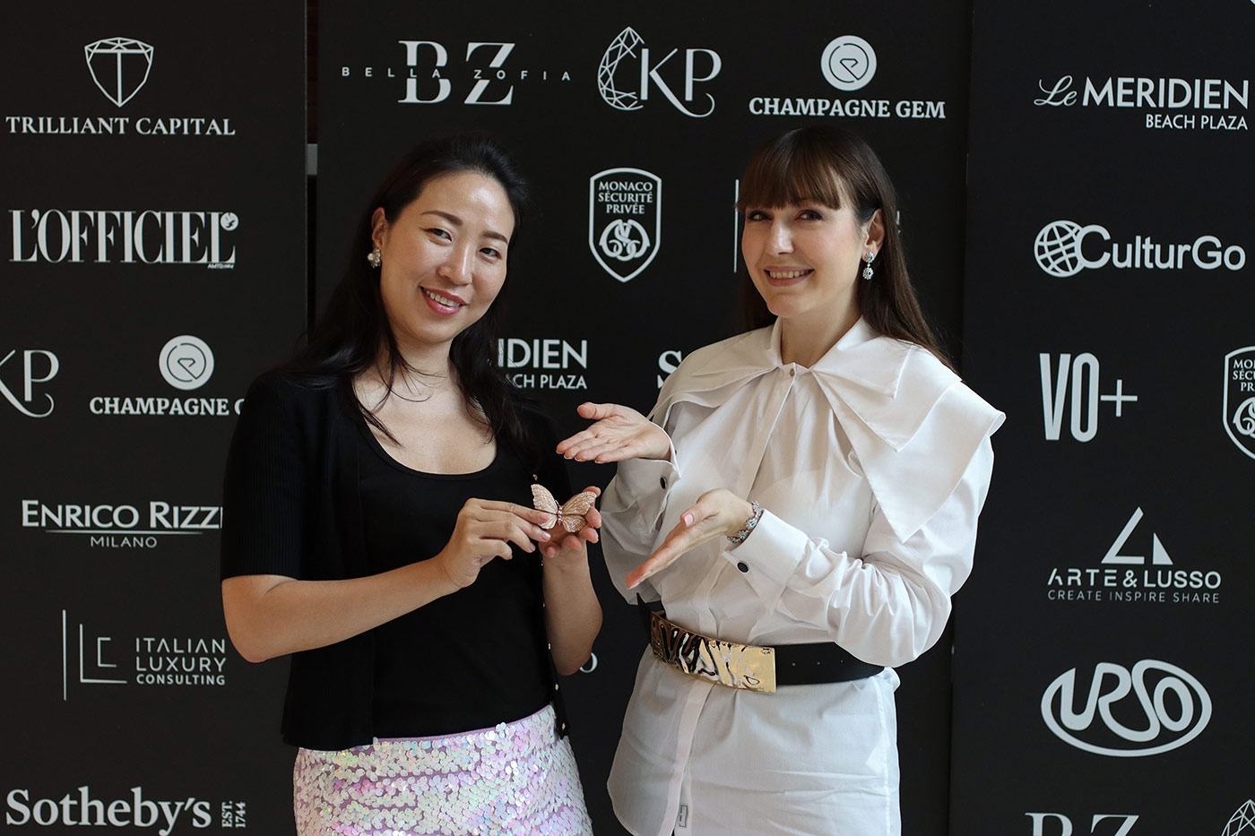 Katerina Perez with Jojo Cheung, the Founder of Swiss luxury jewellery brand Gilin