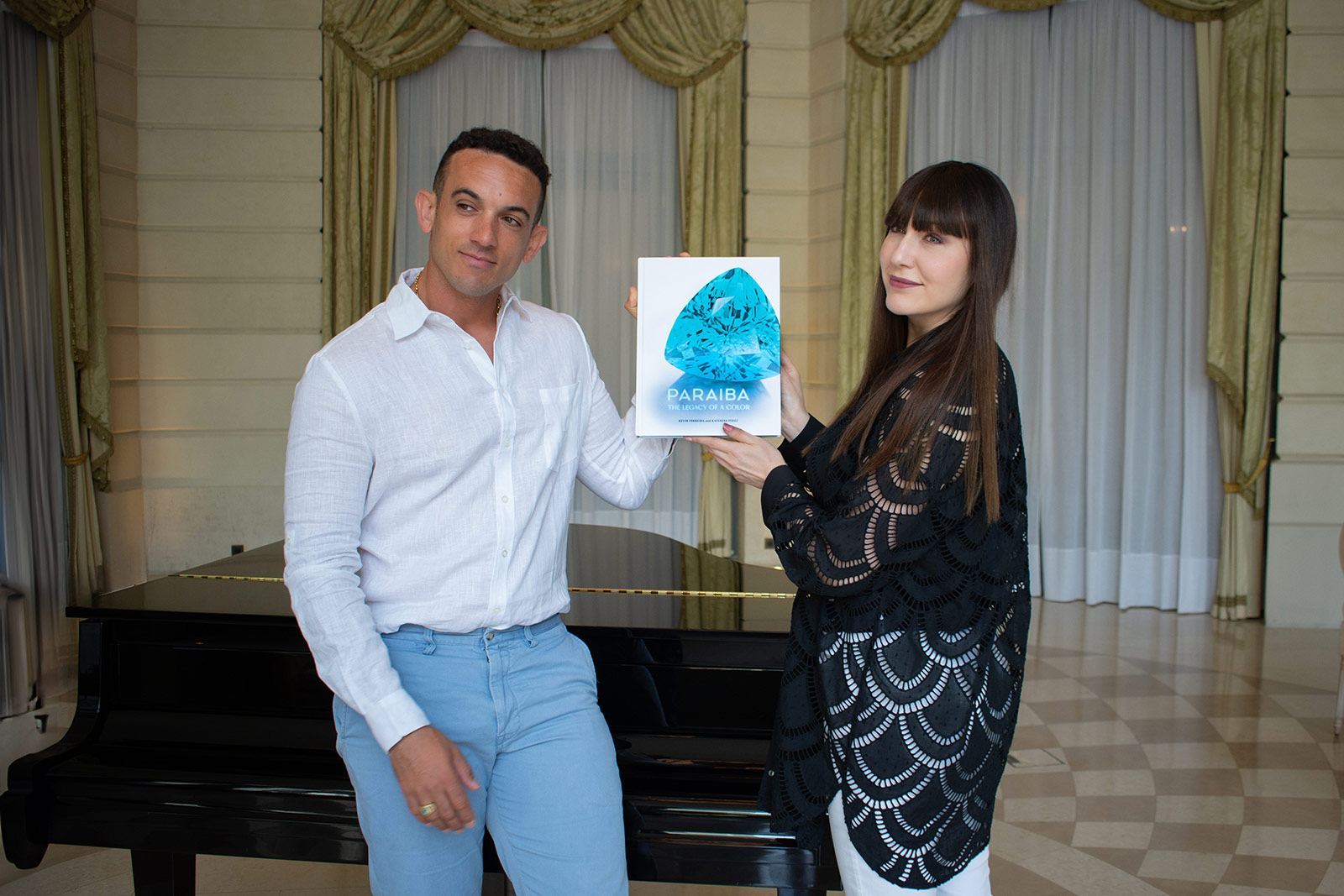 'Paraiba - The Legacy of a Color' co-authors Kevin Ferreira and Katerina Perez at the Ritz in Paris, France