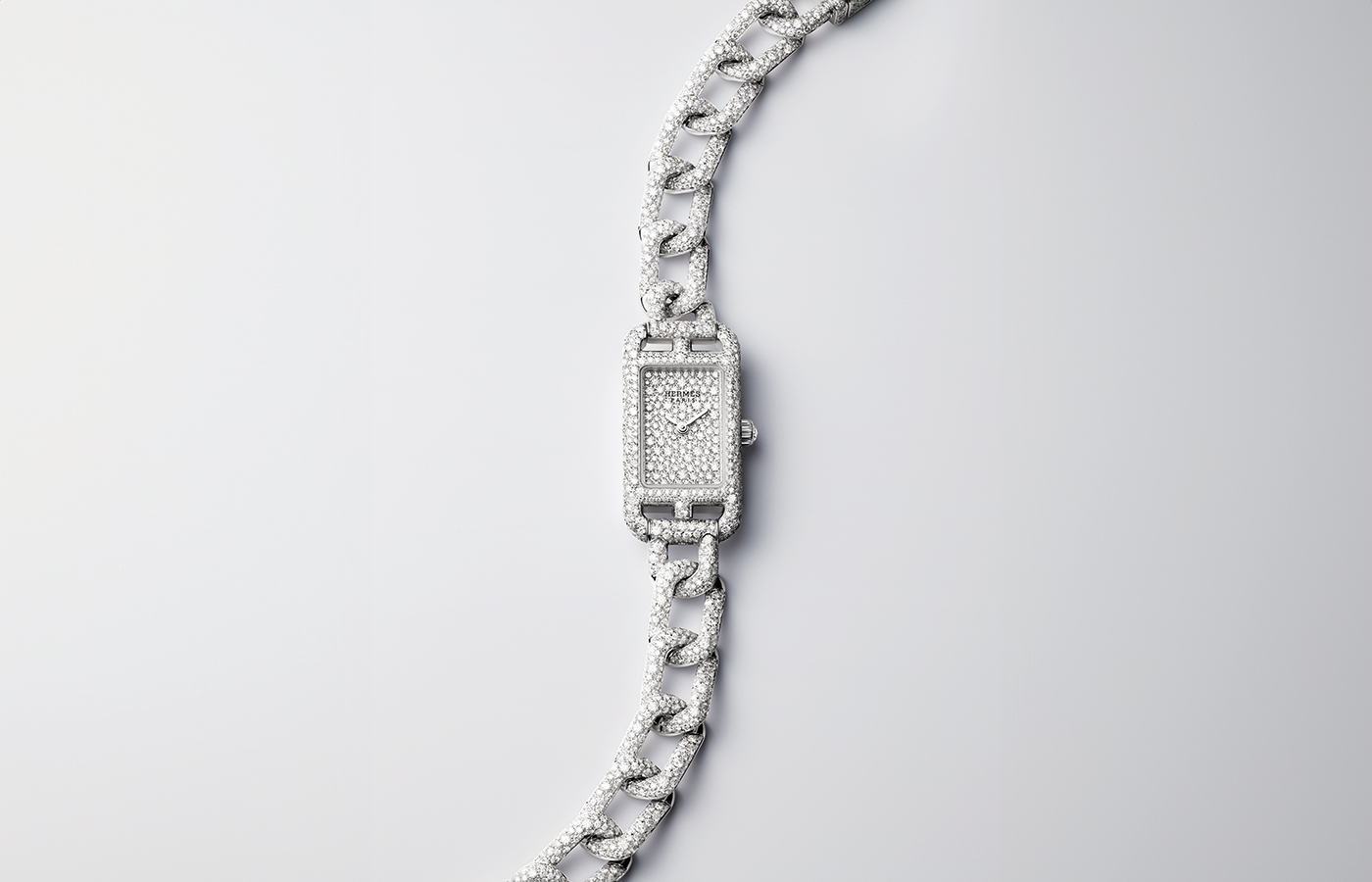 Hermès Nantucket Serti Neige watch embellished with 1133 diamonds