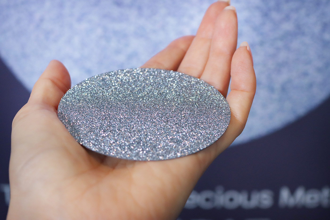 An investment grade disc of crystalline osmium, courtesy of the Osmium Institute