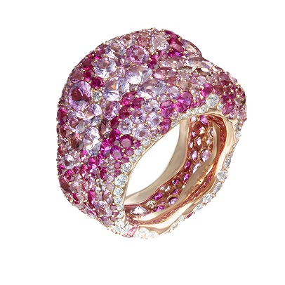 Émotion Ring featuring Pink & White Diamond, Sapphire, Tourmaline and Spinel