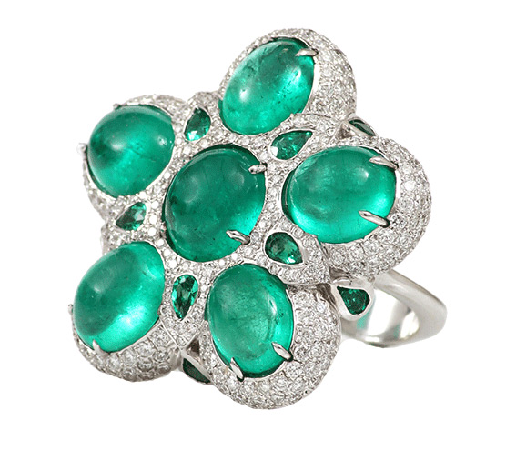 Inbar Emerald Flower ring