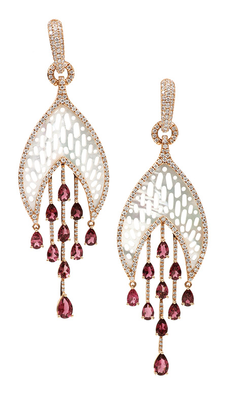 Серьги Inbar Jewellery с турмалинами, бриллиантами и перламутром инбар