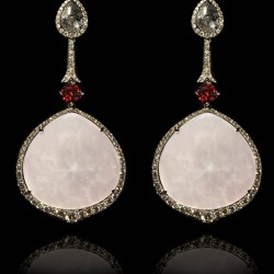 Annoushka One of a Kind 18K white gold diamond and rock crystal doublet Pink Opal earrings