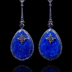 Annoushka One of a Kind 18K white gold, diamonds, Sapphire and Lapis earrings