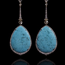 Annoushka One of a Kind 18K white gold diamond and Turquoise earrings