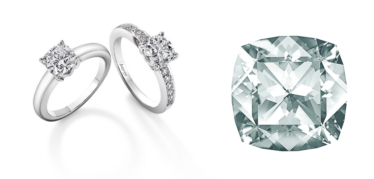 The Asprey cut created by Gabi Tolkowsky. Asprey rings and a faceted diamond