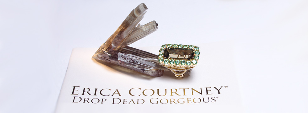 Erica Courtney Csarite ring and the mineral crystal