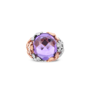 Cabochon Ring with Amethyst and Diamonds