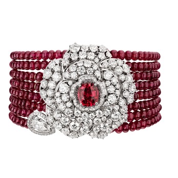 'Rouge Incandescent' bracelet from the '1.5' collection with ruby and diamond in 18k white gold