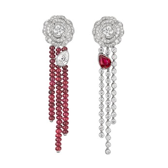 'Rouge Incandescent' earrings from the '1.5' collection with ruby and diamond in 18k white gold