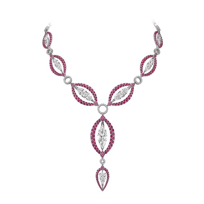 'Les Merveilles' reversible necklace with 24.94ct rubies and diamonds in white gold