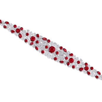 'Nuage' bracelet with 5.04ct central Burmese rubies, 31.19ct accenting rubies and diamonds in white gold