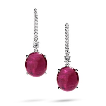 Earrings with Greenland ruby and diamonds in white gold