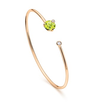 'Peekaboo' collection bangle with peridot and diamond in rose gold