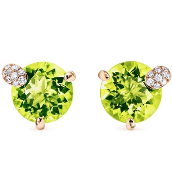 'Peekaboo' collection stud earrings with peridot and diamonds in rose gold
