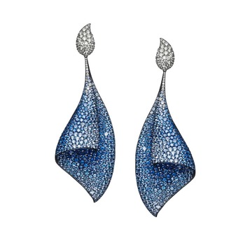 Sail earrings with blue sapphires and diamonds